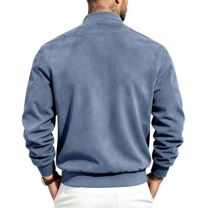 Bennett flight jacket in sky blue, back view