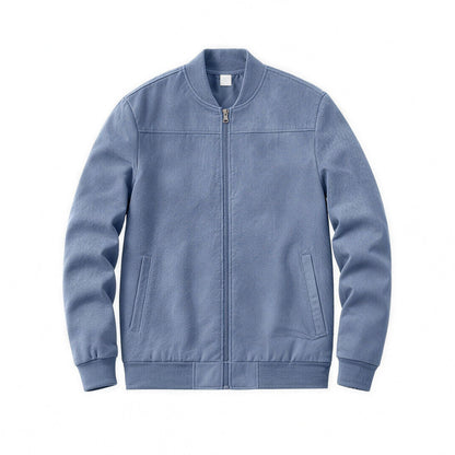 Bennett flight jacket in sky blue, flat lay front