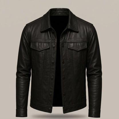 Cedric Leather Rider Jacket in black