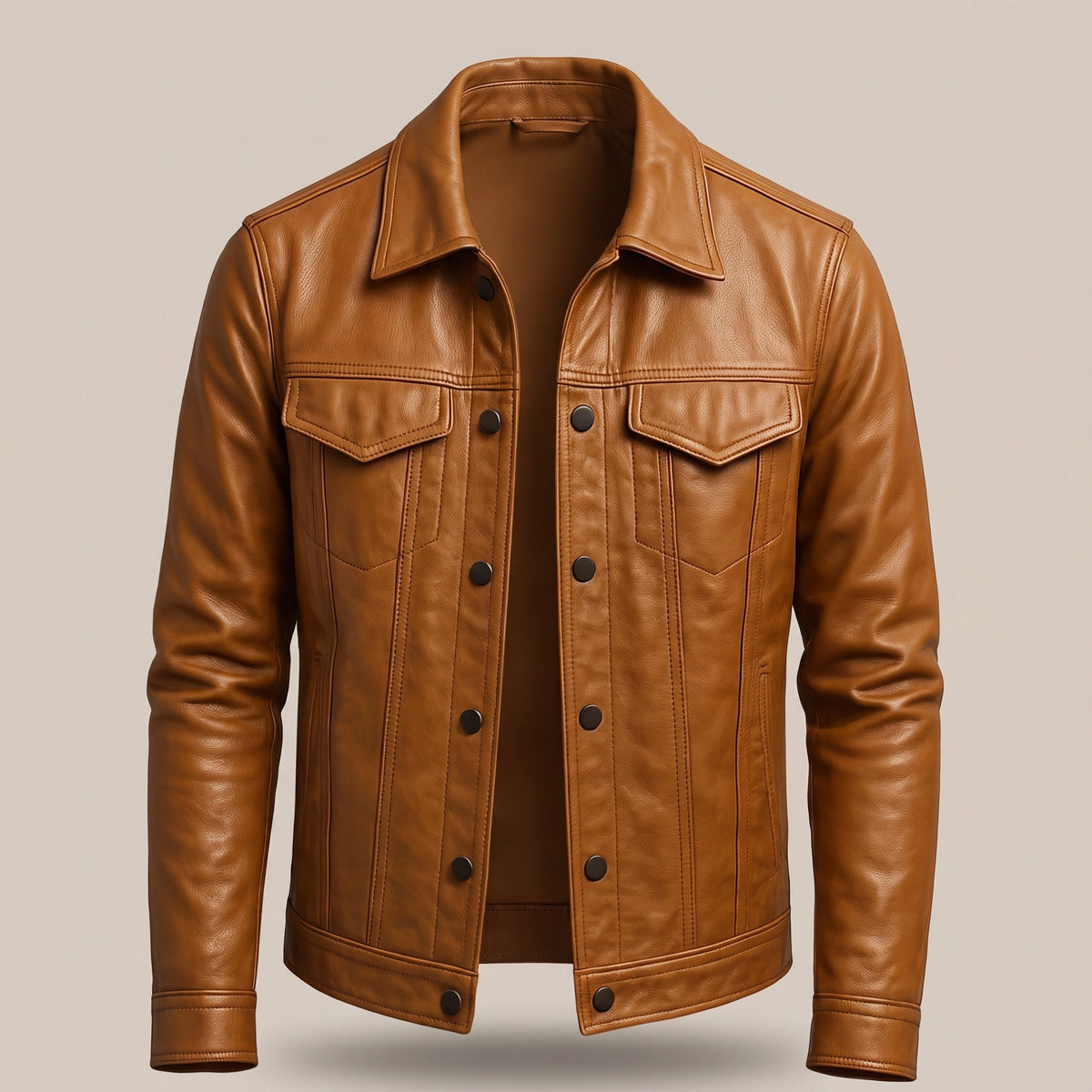 Cedric Leather Rider Jacket in brown