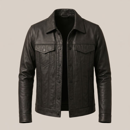 Cedric Leather Rider Jacket in dark grey