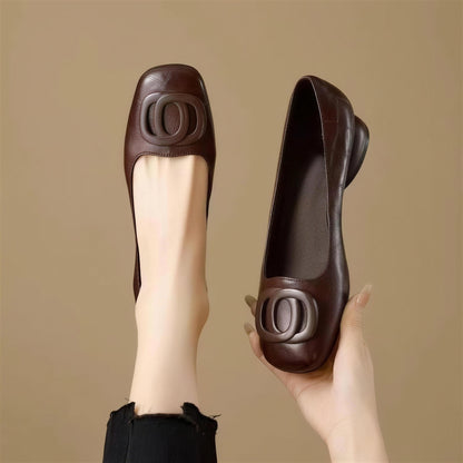 Colette flats in Brown, soft leather upper and microfibre lining