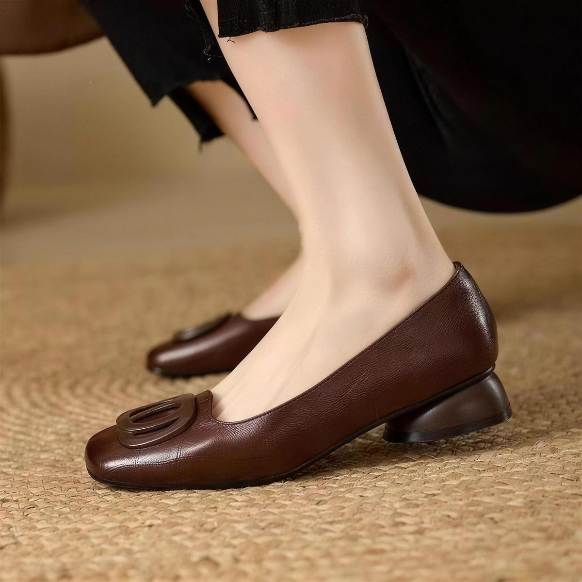 Colette flats in Brown, worn with trousers