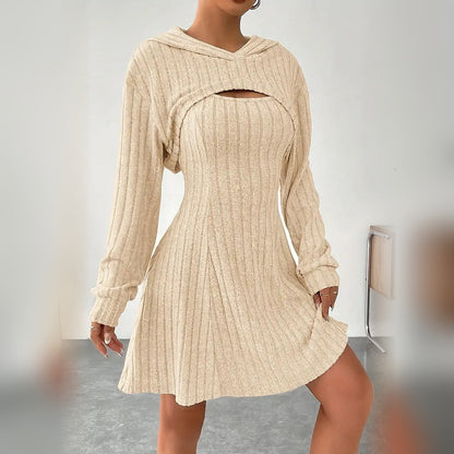 Delphine hooded bolero and mini dress set in Apricot