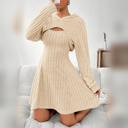 Delphine hooded bolero and mini dress set in Apricot