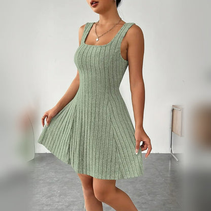 Delphine ribbed mini dress in Light Green