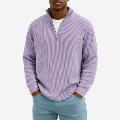Evrey ribbed half-zip jumper in Mauve