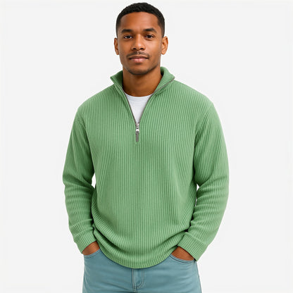 Evrey ribbed half-zip jumper in Sage Green