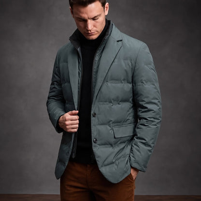 Whitmore Insulated Blazer in Laurel Green, worn open