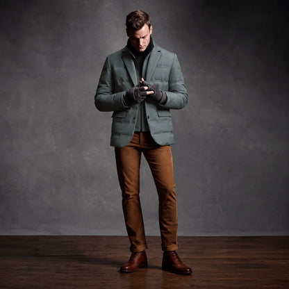 Whitmore Insulated Blazer in Laurel Green, full-length look