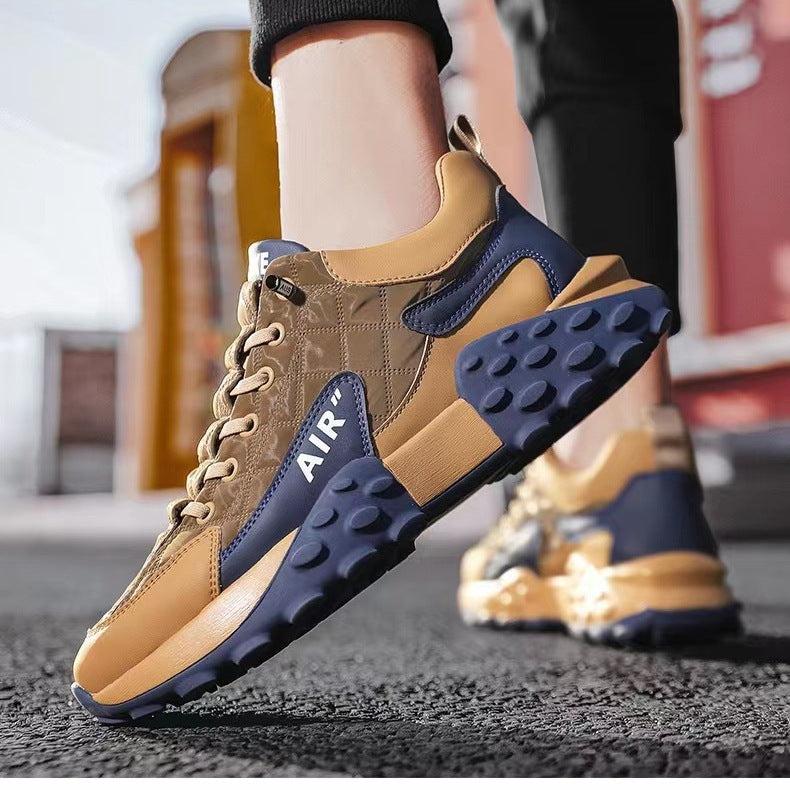Khaki AeroStride shoes on the street