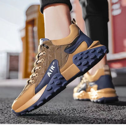 Khaki AeroStride shoes on the street
