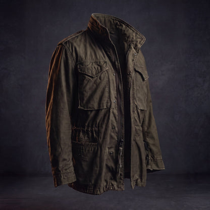 Hadley washed canvas field jacket in dark olive