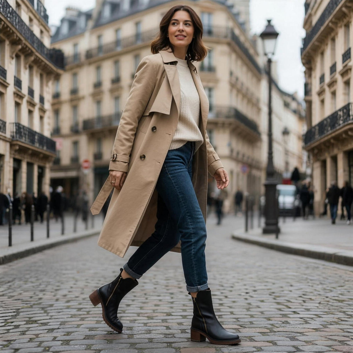 Harlow | Leather Block Heel Ankle Boots