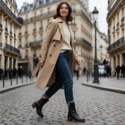 Harlow | Leather Block Heel Ankle Boots