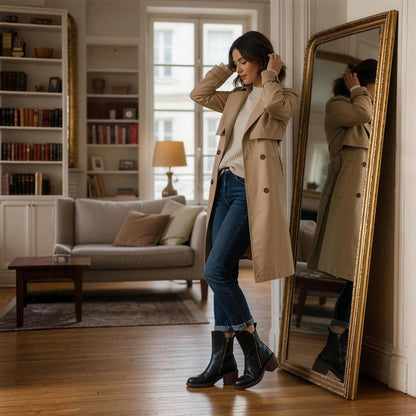 Harlow | Leather Block Heel Ankle Boots
