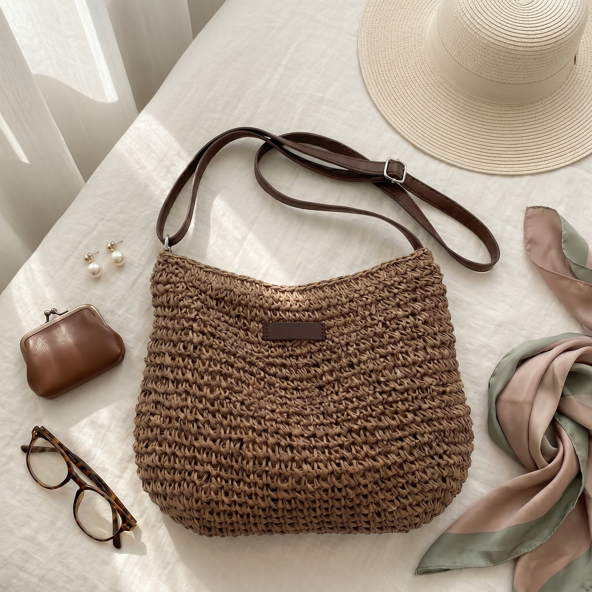 Sienna woven bag in brown