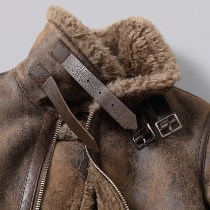 Heirloom Shearling Jacket - collar strap detail
