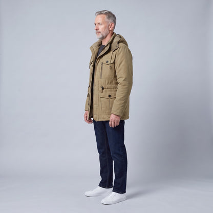 Kingsley sherpa-lined field parka in khaki, side view