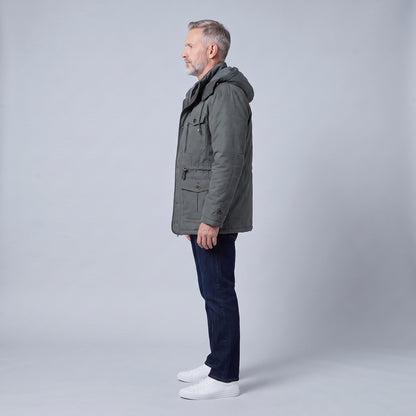 Kingsley sherpa-lined field parka in grey, side view