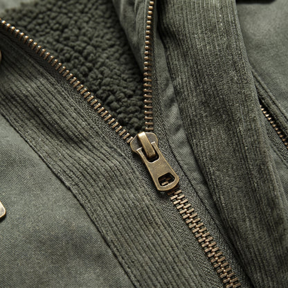 Kingsley parka detail: heavy-duty metal zip