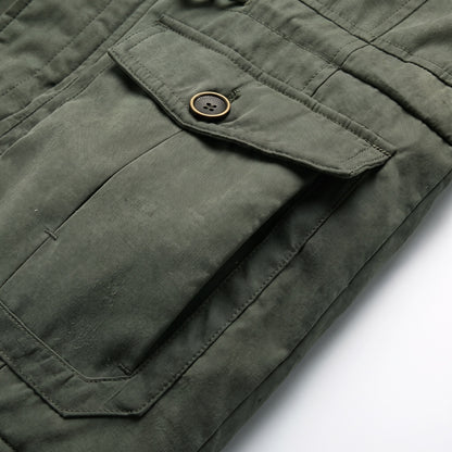 Kingsley parka detail: flap pocket with button