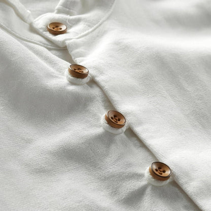 Kanata band collar shirt - cotton-linen fabric and button placket
