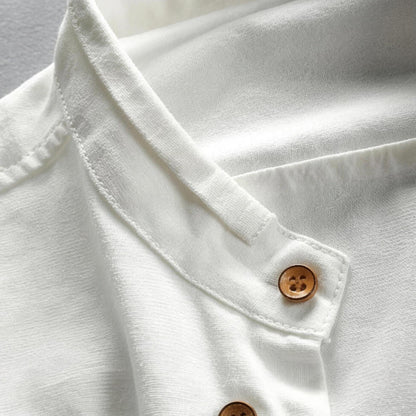 Kanata band collar shirt - collar and wooden buttons