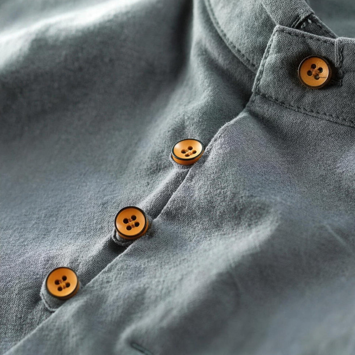 Kanata band collar shirt in Charcoal - band collar close-up