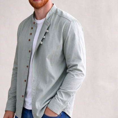 Kanata band collar shirt in Gray - side view