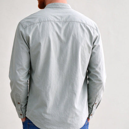 Kanata band collar shirt in Gray - back view