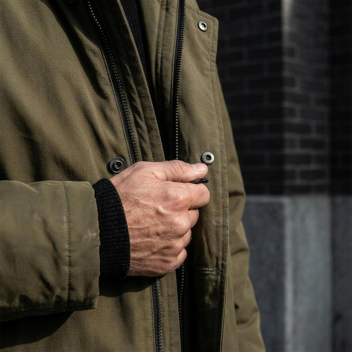 Kensal Overcoat - Army Green, close-up