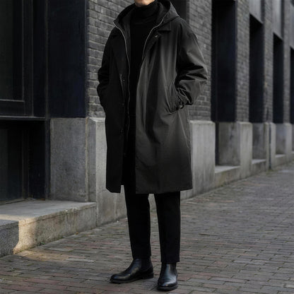 Kensal Overcoat - Black, full outfit
