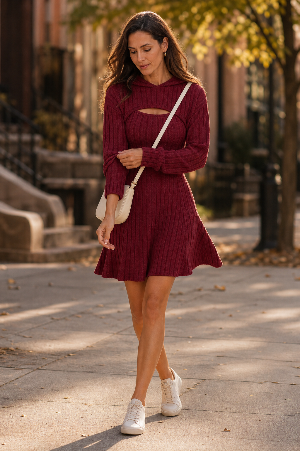 Delphine | Hooded Bolero & Ribbed Mini Dress Set