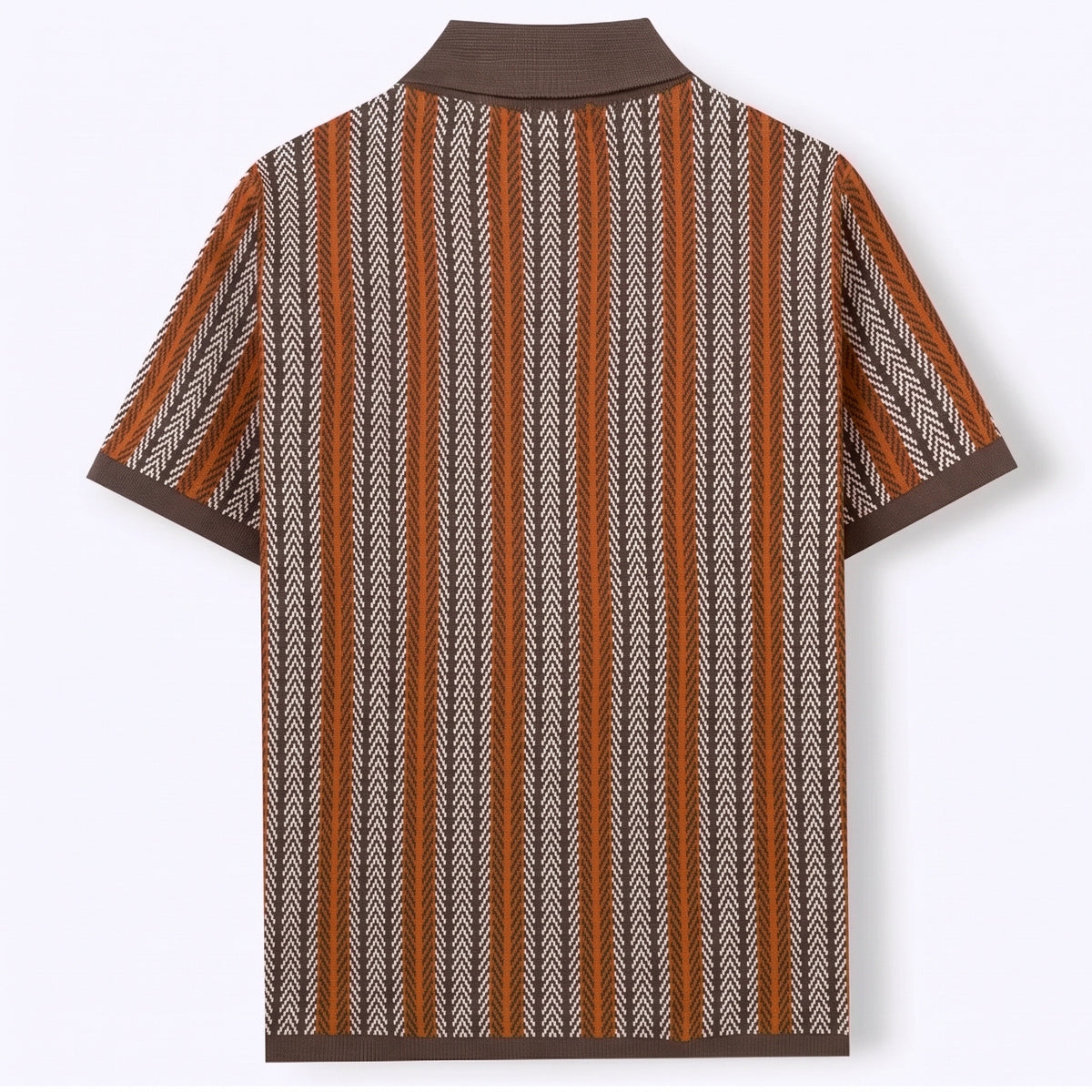 Lorenzo Retro Knit Button-Up Shirt in Brown - back