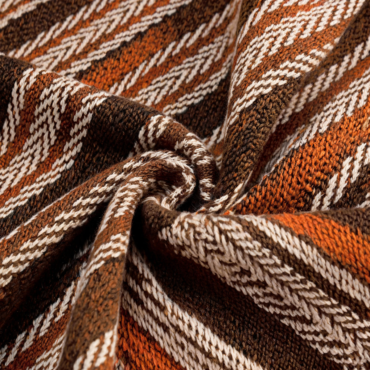 Lorenzo Retro Knit Button-Up Shirt in Brown - knit texture close-up