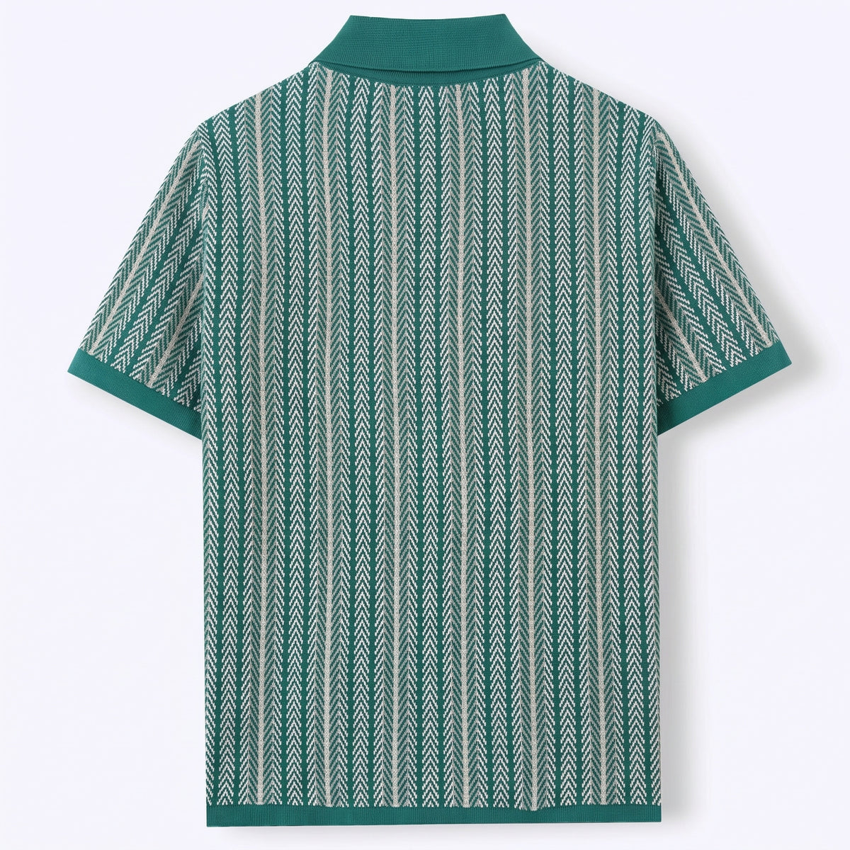 Lorenzo Retro Knit Button-Up Shirt in Green - back