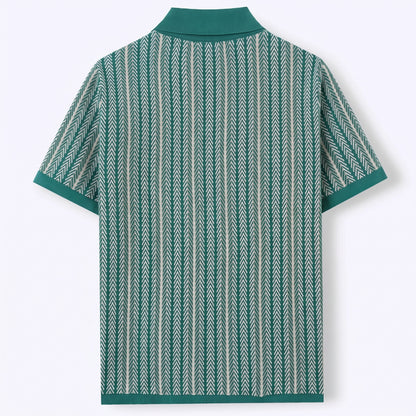 Lorenzo Retro Knit Button-Up Shirt in Green - back