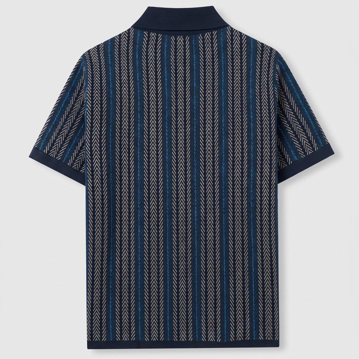 Lorenzo Retro Knit Button-Up Shirt in Navy - back
