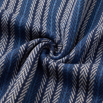 Lorenzo Retro Knit Button-Up Shirt in Navy - knit texture close-up