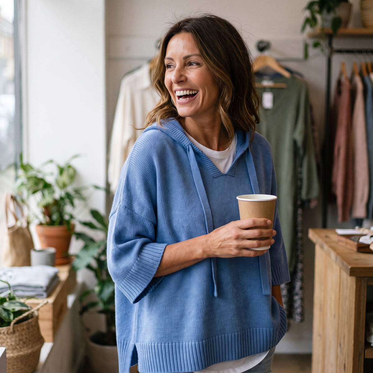 Margot hooded knit jumper in blue