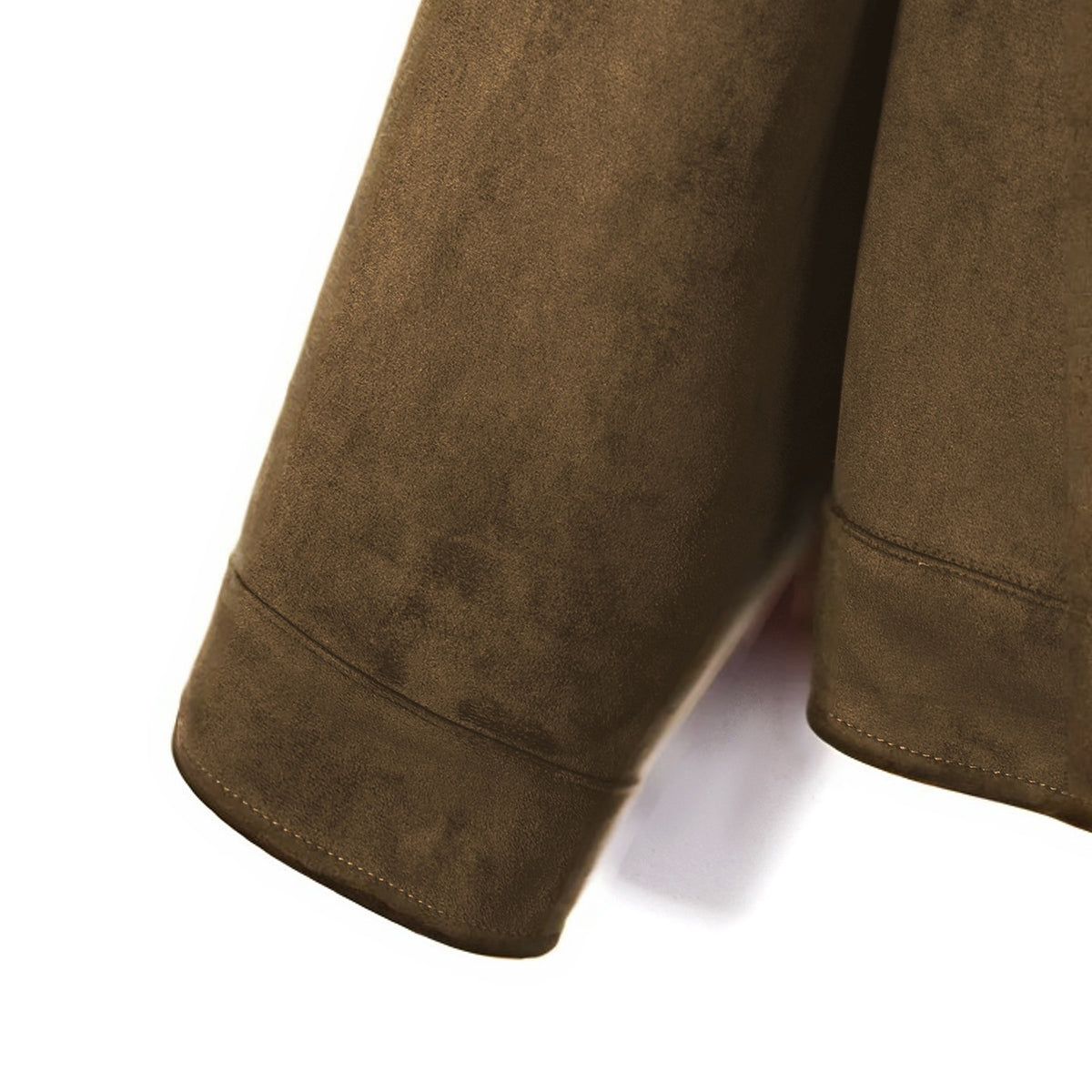 Marlow suede shirt jacket in brown, sleeve cuff detail