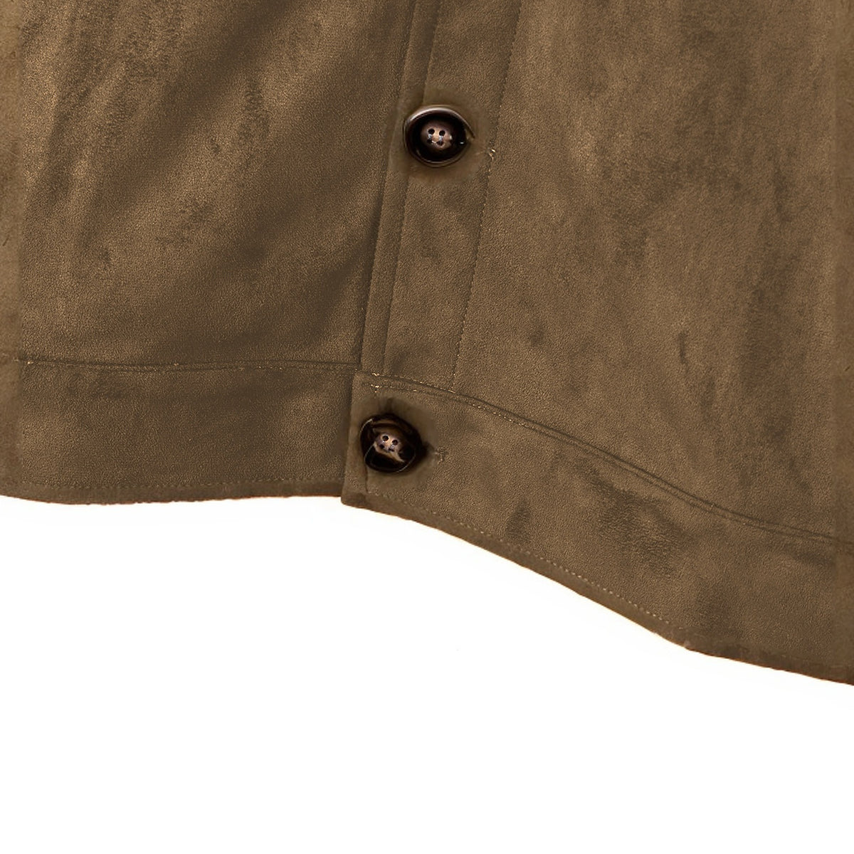 Marlow suede shirt jacket in brown, hem detail