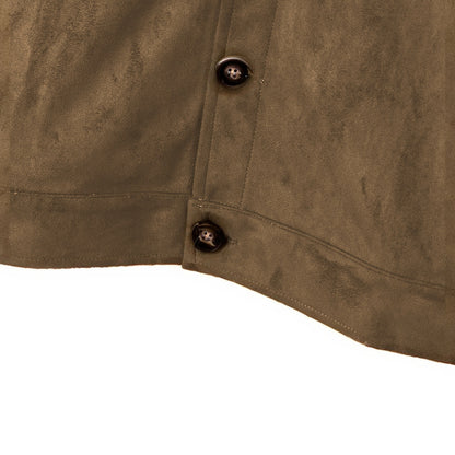 Marlow suede shirt jacket in brown, hem detail