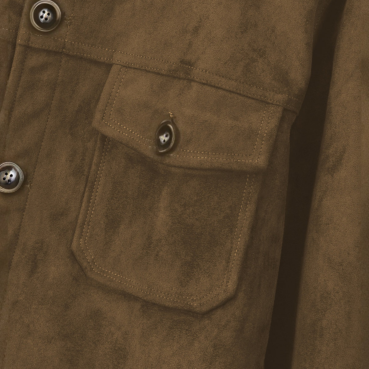 Marlow suede shirt jacket in brown, chest pocket detail