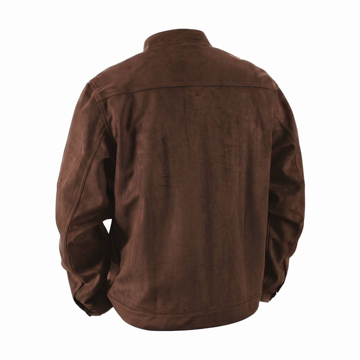Marlow suede shirt jacket in dark brown, back view