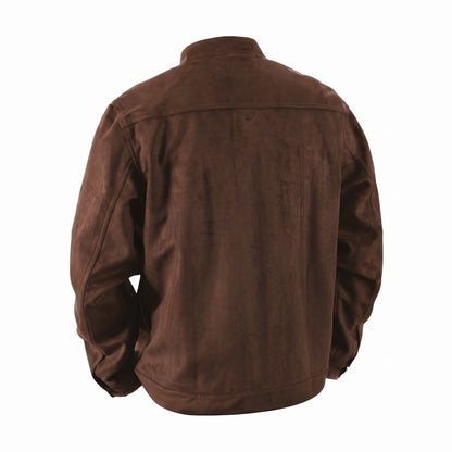 Marlow suede shirt jacket in dark brown, back view