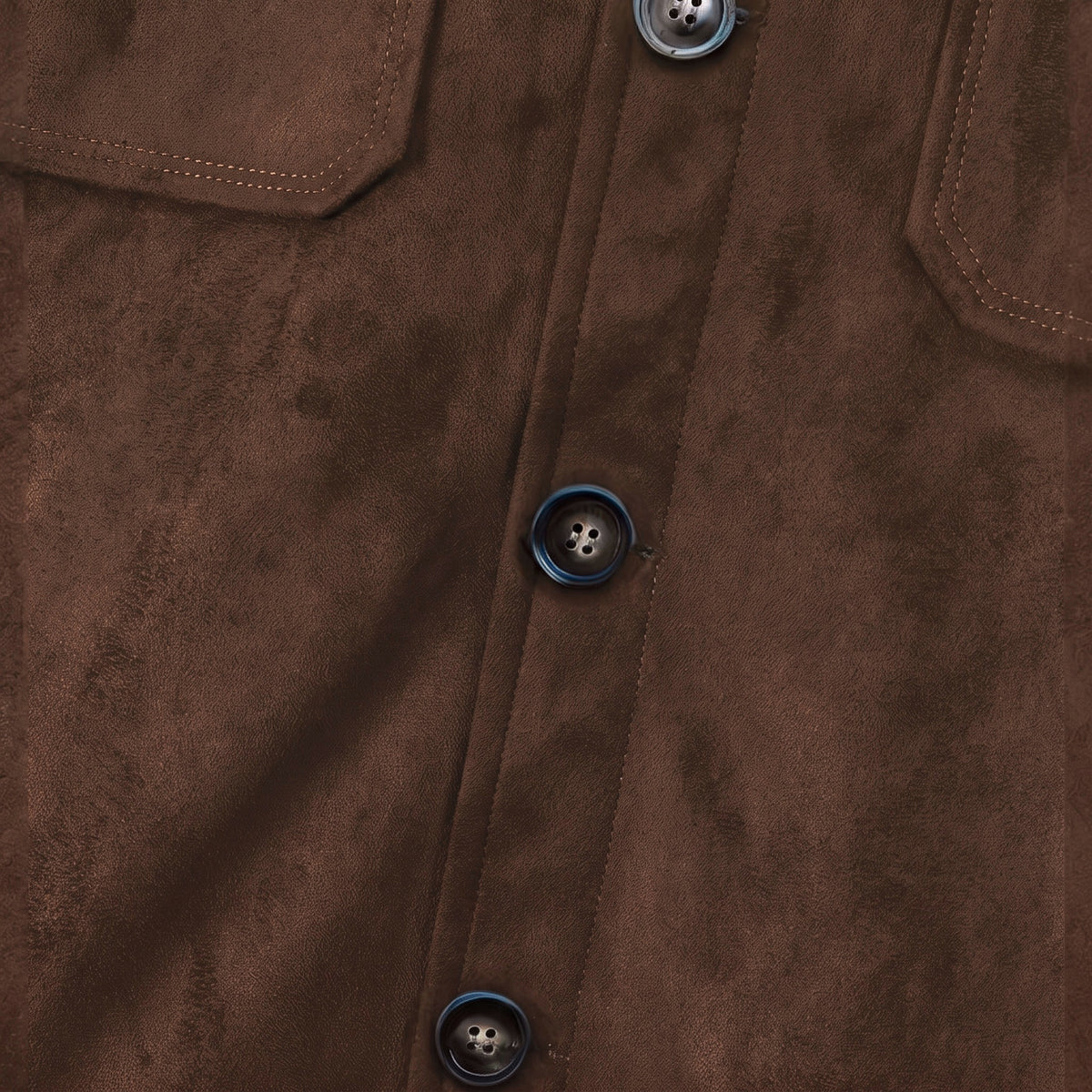 Marlow suede shirt jacket in dark brown, button placket detail
