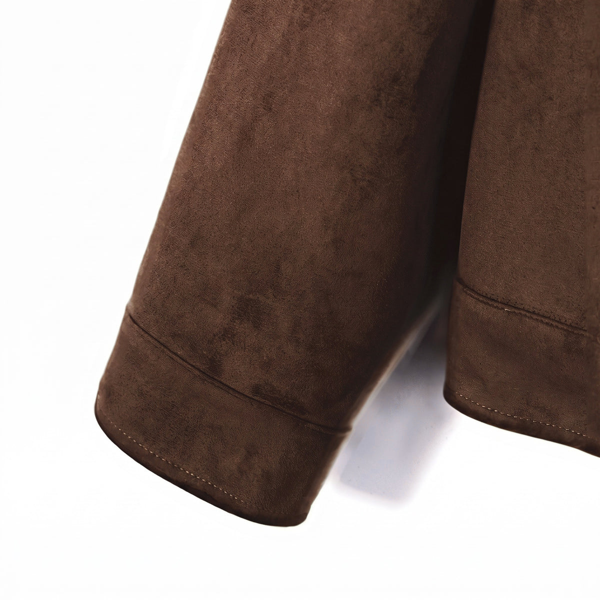 Marlow suede shirt jacket in dark brown, buttoned cuff detail