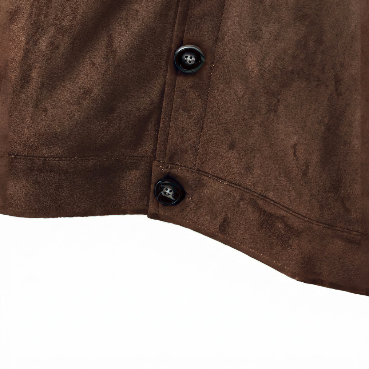 Marlow suede shirt jacket in dark brown, hem detail